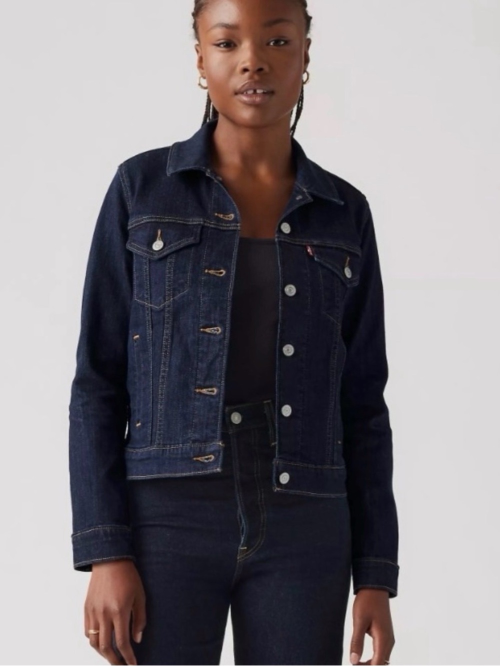 Levi’s Original Trucker Denim Jacket Dark Wash Made in USA Size S Petite